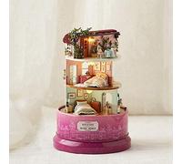 CFTGIW House Model with Rotate Music Box Cover LED Light By Your House Yourse ModelDIY MiniatureHouse Music BoxHouse Model with LED LightMusic Box Building BlocksMusic (#2)