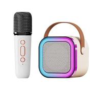 CFTGIW Karaoke MachineKarao Mini Karaoke Machine Karaoke Speaker with Wireless Microphone Light Effects Portable Karaoke System with Battery for Home Party with 2 Microphone Clear (#1)