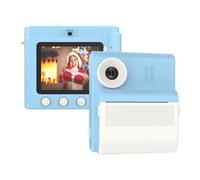 CFTGIW Kids Instant Print Digital Camera Dual Lens 2. IPS Screen Built-in Battery Photo Frames 32GB TF Card Pink Blue Video Recording Children's Toy Camera Neck Strap 3 Rolls Thermal (Blue)