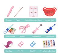 CFTGIW Kids Realistic Doctor Kit Pretend Play Wooden Toy Set with Stethoscope Thermometer Tooth Model Toothbrush Toothpaste Probe Mirror Storage Bucket for Toddlers Boys (Multicolor #-3)