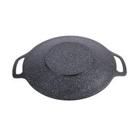 CFTGIW Korean Grill PanRoun Korean Grill Pan with Non Stick 6 Layer Coating Round BBQ Griddle for Indoor Outdoor Cooking Black 38cm/15.0in Cast with Total of Pn Stick Round GriddleGrill