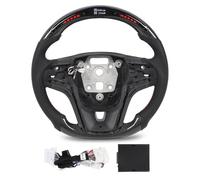 CFTGIW LED Carbon Fiber Steering Wheel with 5 Dynamic RGB Shift Lights 20+ Real Time Driving Data Flat Bottom D Shape Racing Design for Immersive Track Experience with Black Perforated