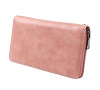 CFTGIW Long Women Wallet NFC Blocking Purse PU Leather Credit Card Holder with Carrying Strap Pink NFC Completely Making and Anti This Signal Shielding Lining Has Can Women