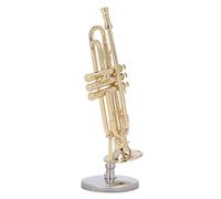CFTGIW Miniature Trumpet Brass Exquisite Design Romantic Vibes Trumpet Model with Stand Case for Desk Bookshelf 3 54in the Surface with Des Miniature TrumpetMini ModelBrass (3.54in)