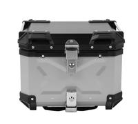 CFTGIW Motorcycle Top Case Aluminum Alloy 45L Rear Luggag Motorcycle Top Case Aluminum Alloy 45L Rear Luggage Box with Arrow Storage Bottom Plate and Back Cus (Silver)