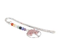CFTGIW Stone Tree Bookmark Decorative Exquisite Healing 7 Chakra Metal Bookmark for Teacher Students Women Red Stone Bright Color Look Ea Tree BookmarkHealing Bookmark7 (Strawberry Quartz)