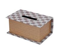 CFTGIW Tissue Box Holder Book Wooden Structure PU Leather Large Capacity Napkin Box Holder for Home Bedroom Office Green Map Like the Design Serves an Tissue HolderTissue (Chessboard Brown)