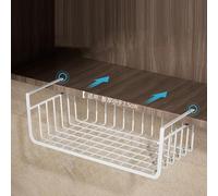 CFTGIW Under Shelf Storage Basket Multipurpose Metal Under Shelf Wire Basket for Kitchen Office Pantry Desk Bookshelf L White for Easy a to Your Spices Ingredients You Time Effort (M