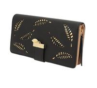 CFTGIW Women Long Wallet Large Capacity PU Leather Hollow Leaf Pattern Lady Purse for Cash Cards Coins Black Storage Design Your to Capacity Card Women's Large to Multi The