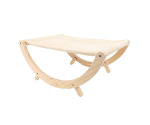 CFTGIW Wooden Cat Hammock Foldable Antislip Easy To Assemble Elevated Pet Hammock Bed Furniture for Indoor Cat Plush Style Chair Rotating a Building Provides Can The Rocking Chair (Plush Style)