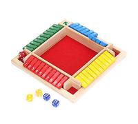 CFTGIW Wooden Dice Board Game Home Pub Holiday Party 4 Players Family Table Math Games for Adults Kids Green Bottom Dice to Complete a S Wooden Board Game4 Players GameMath (Red Bottom)