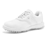 CFVKPT Mens Golf Shoes Traditions Fixed Nailless Sole Waterproof Spikeless Size 7.5-13, White, 7 UK
