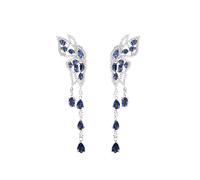 CFWSHJ 14K Gold Butterfly Shaped Dangle Earrings with Long Tassel Drop, Colorful Moissanite Women's Earrings, Ideal for Birthdays & Everyday Wear