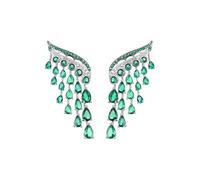 CFWSHJ 14k Gold Gemstone Wing-Shaped Earrings With Fashionable Water Drop Design, Light And Luxurious Geometric Moissanite Tassel Earrings, Suitable For Daily Wear And Gift Selection