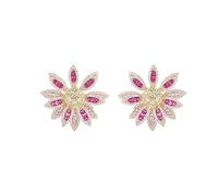 CFWSHJ 14K Gold Layered Sunflower Earrings for Women, Multicolor Moissanite 3D Flower Stud Earrings, Sparkling Fashion Jewelry for Wedding Party Wear