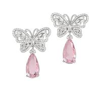 CFWSHJ 14K Gold Moissanite Butterfly Earrings, Water Drop Shape Stud Earrings for Women Wedding Party, Sweet Sparkling Design Jewelry for Daily Date Night Out