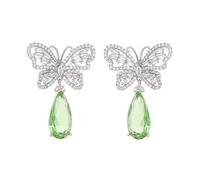 CFWSHJ 14K Gold Moissanite Butterfly Earrings, Water Drop Shape Stud Earrings for Women Wedding Party, Sweet Sparkling Design Jewelry for Daily Date Night Out
