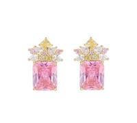 CFWSHJ 14K Gold Moissanite Geometric Rhombus Flower Stud Earrings, Minimalist Design Stud Earrings for Women Office Daily Wear, Elegant Versatile Jewelry for Commute Spring Summer