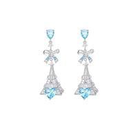 CFWSHJ 14K Gold Moissanite Heart Bow Earrings, Heavy Craftsmanship Statement Drop Earrings for Women Wedding Party, Luxurious Eiffel Tower Design Jewelry for Evening Banquet