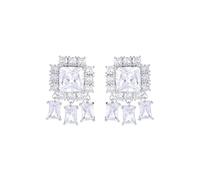 CFWSHJ 14K Gold Moissanite Square Dangle Earrings, Full Micro Pave Geometric Drop Earrings for Women, Korean Fashion Design Jewelry for Party Night Out