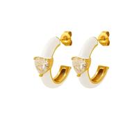 CFWSHJ 14K Solid Gold over S925 Sterling Silver Earrings with Shiny Heart Moissanite, French Retro Niche Design, Perfect Girlfriend and Mother's Gift