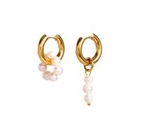 CFWSHJ 14K Solid Gold over S925 Sterling Silver Freshwater Pearl Drop Earrings ，Stunning Gold Hoop Earrings,- Delicate Dangle Earrings for Weddings and Mother's Day