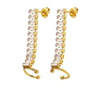 CFWSHJ 14K Solid Gold over S925 Sterling Silver Square Moissanite Light Luxury Stud Earrings, French Retro Niche Design Long Stud Earrings, Ideal Mother's Gift