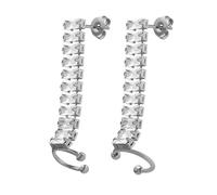CFWSHJ 14K Solid Gold over S925 Sterling Silver Square Moissanite Light Luxury Stud Earrings, French Retro Niche Design Long Stud Earrings, Ideal Mother's Gift