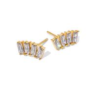 CFWSHJ 14K Solid Gold over S925 Sterling Silver Square Moissanite Stud Earrings - Classy Princess Cut Design - The Perfect Elegant Jewelry Addition