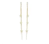 CFWSHJ 18k Gold Star Long Tassel Dangle Earrings for Women Shooting Star Earrings Meteor Lucky Star Pearl Drop Earrings Jewelry