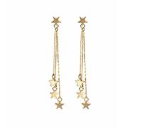 CFWSHJ 18k Gold Star Long Tassel Dangle Earrings for Women Shooting Star Earrings Meteor Lucky Star Pearl Drop Earrings Jewelry