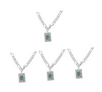 CFWSHJ 2pcs Fortune Mahjong Pendant Necklace Choker Men's Man Clavicle Chain Full Diamond Alloy