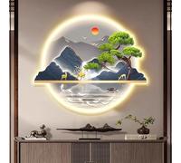 CFWSHJ 3D Wall Art Decorations Lamp, Wall Sculptures Wall Hanging Art with LED Light, Mountain and Water Luminous Landscape Hanging Paintings, Tree of Life, for
