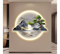 CFWSHJ 3D Wall Hanging Art Decoration Lamp, Wall Sculptures Wall Hanging Art with LED Light, Glowing Mountain and Water Landscape Hanging Paintings, Tree of Life, for Office,D,50cm/20in