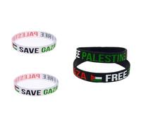 CFWSHJ 4 Palestine Silicone Bracelet, Inspirational Bracelet, Free Palestine Bracelet, 6.43x1.2x0.2cm(2.53x0.47x0.08inches), Silicone, no inlay