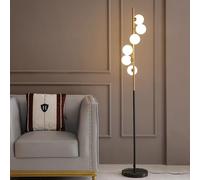 CFWSHJ 6 White Glass Shade Luxury Corner Reading Vertical Lamp Atmosphere Standing Floor Lights Decorative Tall Lamps for Living Room Marble Base Foot Switch