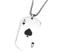 CFWSHJ 925 Sterling Silver Ace Of Spades Necklace For Men And Women, Necklace Matte Poker Spade Ace Tiger Head Ace Of Spades Poker, Classic Square Ace Of Spades, Playing Card Necklace