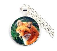 CFWSHJ 925 Sterling Silver Fox Necklace For Women And Men, Animal Fox Pendant Necklace Geometry Cute Glass Choker Craft Vintage, Fox Girl Gold Initial Necklace, Fox Jewelry For Women, Therian Jewelry