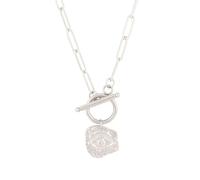 CFWSHJ 925 Sterling Silver Geometry Sun Totem Toggle Necklaces Women Men, Love Heart Thick Chain Toggle Necklace - Classic Toggle Charm, OT Buckle Toggle Clasp For Christmas Birthday Gifts