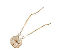 CFWSHJ 925 Sterling Silver Lucky Heart Necklace For Women, Retro Lucky Four Leaf Eternal Love Necklace, Love Heart Pendant Necklace, Heart Necklace, 4 Heart Necklace (7 -