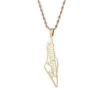 CFWSHJ 925 Sterling Silver Palestine Necklace For Men, Israel Palestine Necklace For Women, Palestine Map Necklace Pendant Country Geography Chain, Palestine Necklace Gold, Palestine Jewelry