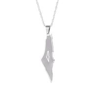 CFWSHJ 925 Sterling Silver Palestine Necklace For Men, Israel Palestine Necklace For Women, Palestine Map Necklace Pendant Country Geography Chain, Palestine Necklace Gold, Palestine Jewelry