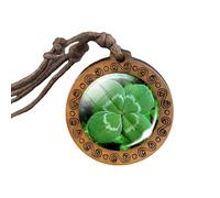 CFWSHJ 925 Sterling Silver Patricks Day Necklaces For Women And Men, Classic Patrick Day Shamrock Four-leaf Wooden Necklace Glass, Patricks Day Beads Bulk, Green Bead Necklace