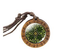 CFWSHJ 925 Sterling Silver Patricks Day Necklaces For Women And Men, Classic Patrick Day Shamrock Four-leaf Wooden Necklace Glass, Patricks Day Beads Bulk, Green Bead Necklace