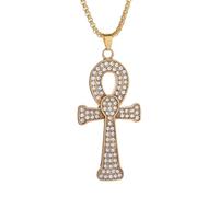CFWSHJ 925 Sterling Silver Retro Ancient Cross Necklace For Women, Vintage Totem Pendant - Egyptian Jewelry For Men, Egyptian Necklace For Halloween Christmas Gifts