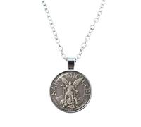 CFWSHJ 925 Sterling Silver Saint Michael Necklace For Women And Men, Glass Gem Necklace Archangel .Michael Protect Me Saint Shield Protection Charm, Michael Necklace, Saint Michael Pendant For Men