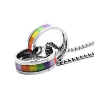 CFWSHJ 925 Sterling Silver Trans Necklace For Unisex, Rainbow Vertical Bar Pendant Necklaces Gay Pride Rainbow Choker Lesbian Pride, Bisexual Necklace, Transgender Necklace, Double Venus Necklace