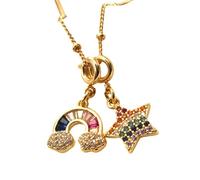 CFWSHJ AAA Zircon Rainbow Necklace For Women, Cute Rainbow Balloon Choker - Colorful Pride Beads Rainbow Heart Necklace, Rainbow Bridge Necklace For Birthday Valentine Gifts