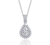 CFWSHJ Accessories 1 D Color Moissanite Pendant Necklaces for Women Pink/Blue/Green Drop Shaped Necklace for Women - Valentine's Day Birthday