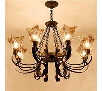 CFWSHJ American wrought iron country living room personality creative glass lamp villa atmospheric lighting 650 High Taste